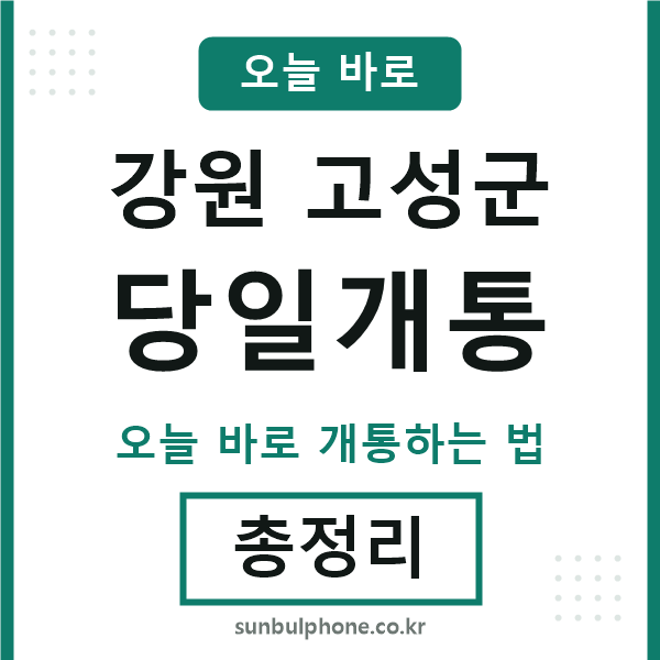 고성 당일개통