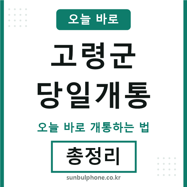 고령 당일개통