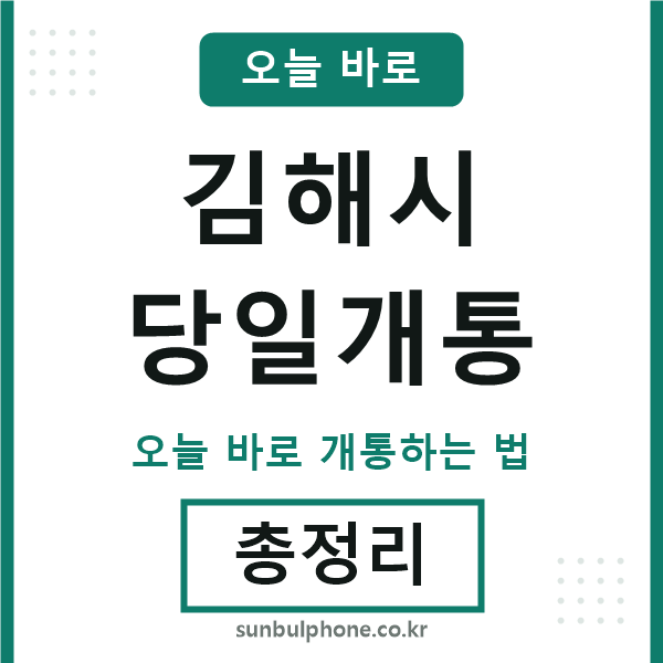 김해 당일개통