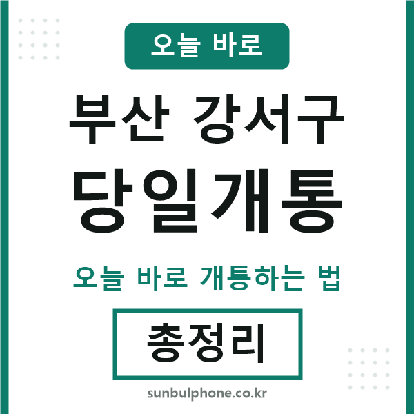 부산강서구 당일개통