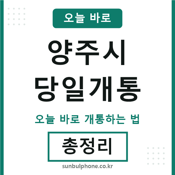 양주 당일개통