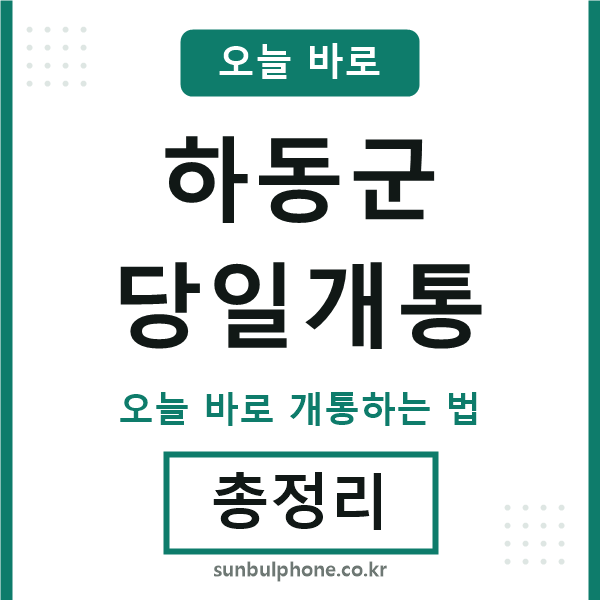 하동군 당일개통