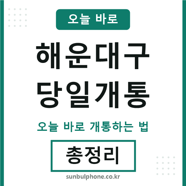 해운대 당일개통